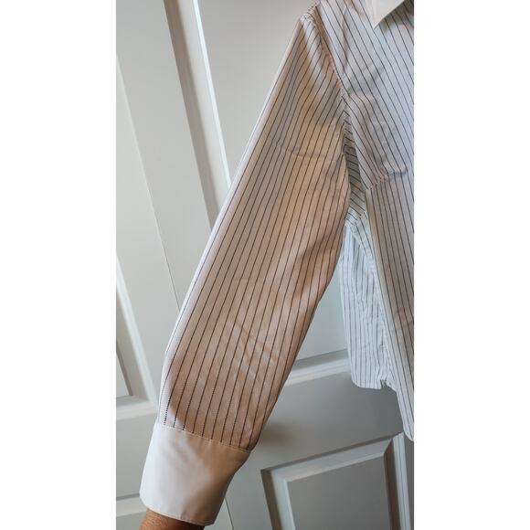 Lane Bryant Contrast Collar Long Sleeves striped button front Blouse size 18/20. - Picture 3 of 11